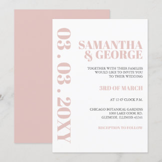Einfache Minimalistisch Blush Moderne Hochzeit Einladung