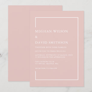 Einfache Minimalistisch Blush Moderne Hochzeit Einladung
