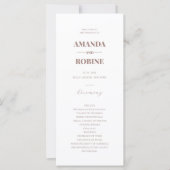 Einfache Minimalistisch-braune Hochzeitsprogramme (Vorderseite)