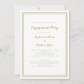 Einfache Minimalistisch Chic Gold White-Engagement Einladung (Vorderseite)