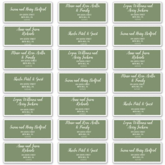 Einfache Minimalistisch|Dark Sage Gästebelchen Aufkleber (Vorderseite)