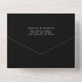 Einfache, minimalistisch-elegante Hochzeit in Schw All In One Einladung (Rückseite)