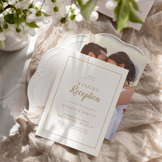 Einfache Minimalistisch|Gold Foto Empfang Frame Einladung