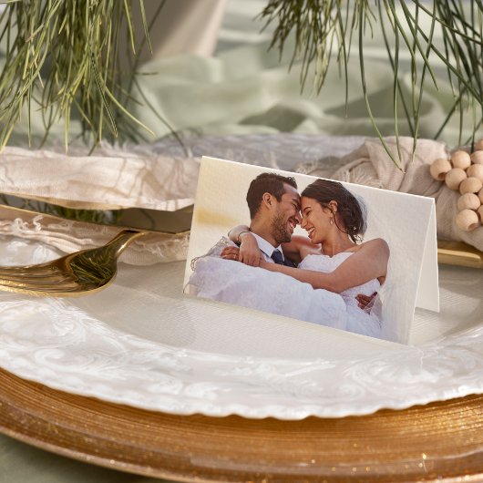 Einfache Minimalistisch|Gold Foto Hochzeit Dankeskarte