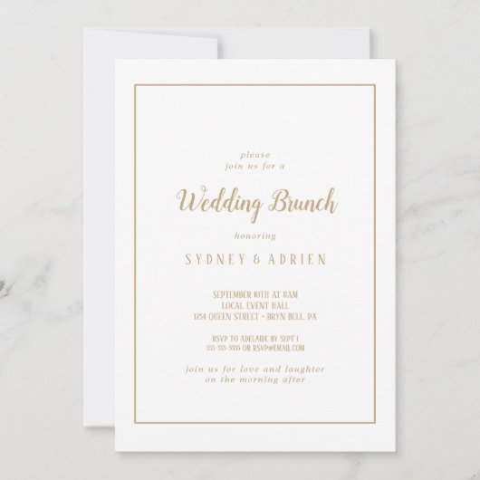 Einfache Minimalistisch|Gold Foto Hochzeitsrahmen Einladung (Vorderseite)