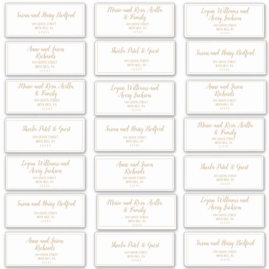 Einfache Minimalistisch-|Gold-Frame-Gästedatadress Aufkleber (Vorderseite)