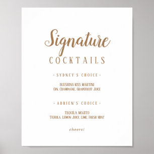 Einfache Minimalistisch Gold Signatur Cocktails Si Poster