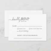Einfache Minimalistisch-Graue-Elegant-Script-Hochz RSVP Karte (Vorne/Hinten)