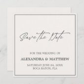 Einfache Minimalistisch-graue Typografie Save The Date (Vorne/Hinten)