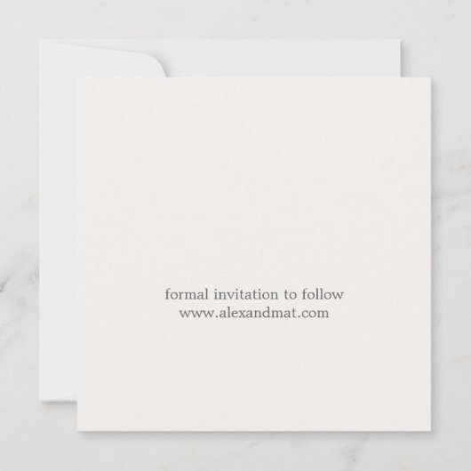 Einfache Minimalistisch-graue Typografie Save The Date (Rückseite)