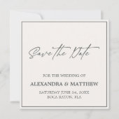 Einfache Minimalistisch-graue Typografie Save The Date (Vorderseite)