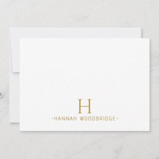 Einfache Minimalistisch-moderne Goldmonogramm Mitteilungskarte (Vorderseite)