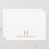 Einfache Minimalistisch-moderne Goldmonogramm Mitteilungskarte (Vorne/Hinten)