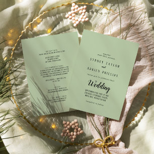 Einfache Minimalistisch Sage Front und Back Weddin Einladung