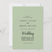 Einfache Minimalistisch|Sage Front und Back Weddin Einladung (Vorderseite)