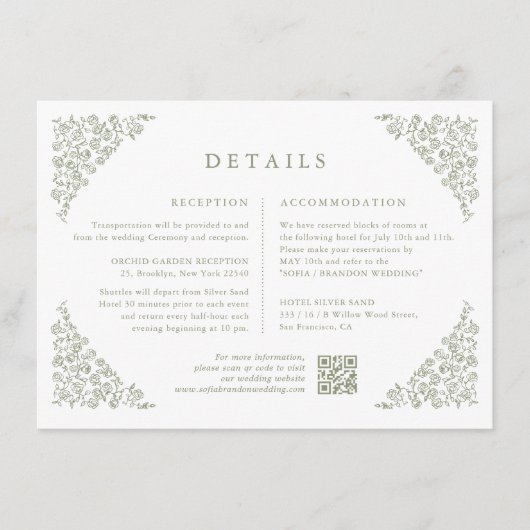 Einfache Minimalistisch Sage Green Foto Hochzeitsd Begleitkarte (Vorderseite)