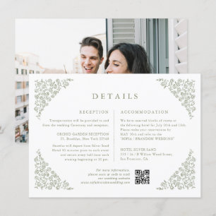 Einfache Minimalistisch Sage Green Foto Hochzeitsd Begleitkarte
