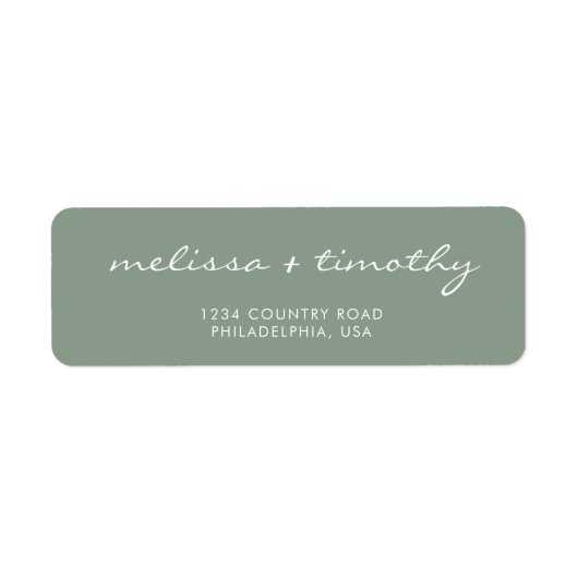 Einfache Minimalistisch Sage Green Wedding-Adresse (Vorne)