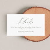 Einfache Minimalistisch Sage Green Wedding Details Visitenkarte