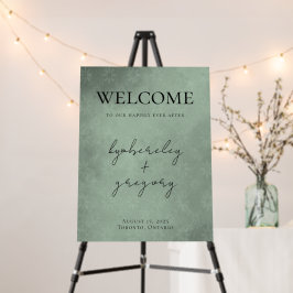 Einfache Minimalistisch Sage Green Wedding Willkom