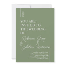 Einfache Minimalistisch Sage Green White Einladung