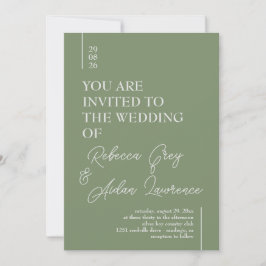Einfache Minimalistisch Sage Green White Einladung