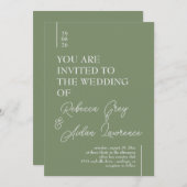 Einfache Minimalistisch Sage Green White Einladung (Vorne/Hinten)