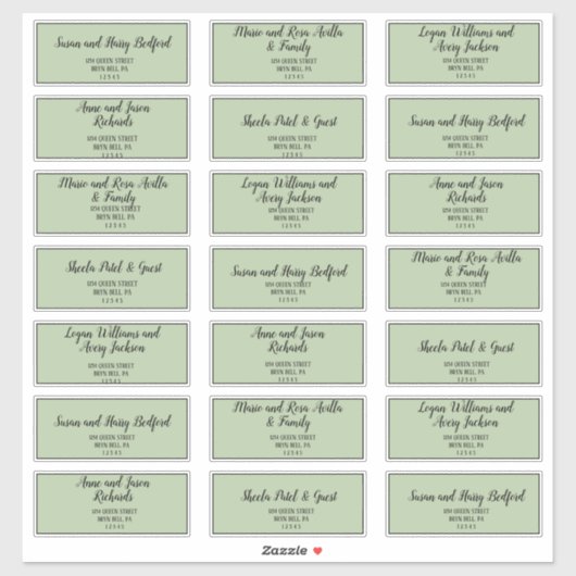 Einfache Minimalistisch|Sage Guest Address Labels (Blatt)