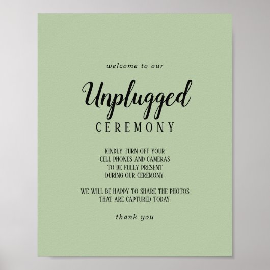 Einfache Minimalistisch|Sage Unplugged Zeremonie Poster (Vorne)