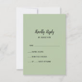 Einfache Minimalistisch|Sage Wedding RSVP Card (Vorderseite)