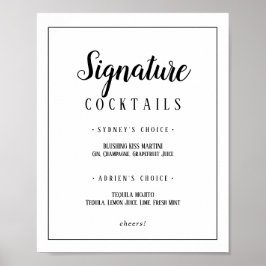 Einfache Minimalistisch Signatur Cocktails Rahmen Poster