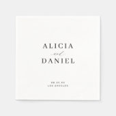 Einfache, minimalistisch-weiße, elegante Hochzeit Serviette (Vorderseite)