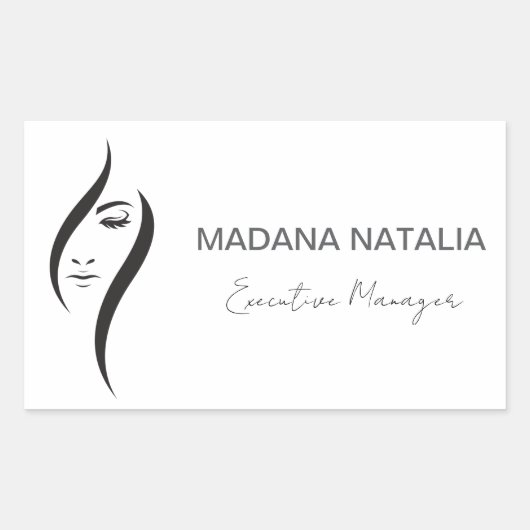 Einfache minimalistisch-weiße und schwarze Schönhe Rechteckiger Aufkleber (Vorderseite)