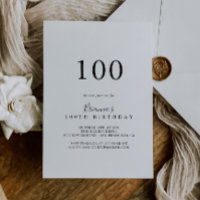 Einfache Minimalistische 100. Geburtstagsparty