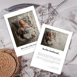 Einfache Minimalistische 2 Foto Baby Birth Ankündigung