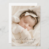 Einfache Minimalistische 2-Foto-Geburtserklärung Ankündigung (Vorne/Hinten)