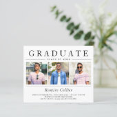 Einfache Minimalistische 3-Foto-Abschluss-Feier (Stehend Vorderseite)