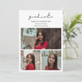 Einfache minimalistische 3-Foto-Collage Abschluss Ankündigung (Stehend Vorderseite)