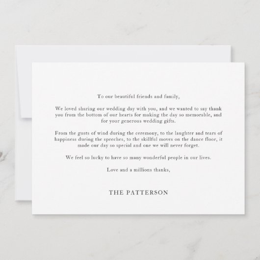 Einfache Minimalistische 3-Foto-Hochzeit Dankeskarte (Rückseite)