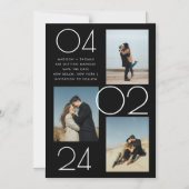 Einfache Minimalistische 3-Foto-Hochzeit speichern Magneteinladung (Vorderseite)