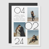 Einfache Minimalistische 3-Foto-Hochzeit speichern Magneteinladung (Vorne/Hinten)