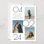 Einfache Minimalistische 3-Foto-Hochzeit speichern Magneteinladung (Vorderseite)