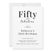 Einfache minimalistische 50. Geburtstagsfeier Schw