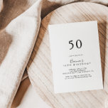 Einfache Minimalistische 50. Geburtstagsparty Einladung<br><div class="desc">Diese einfache minimalistische 50. Geburtstagsfeier lädt zu einer modernen Geburtstagsfeier ein. Das einfache und elegante Design zeichnet sich durch klassische und extravagante Schriftzeichen in Schwarz und Weiß aus.</div>