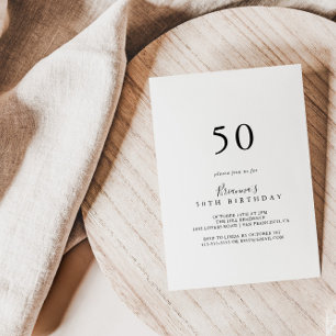 Einfache Minimalistische 50. Geburtstagsparty Einladung