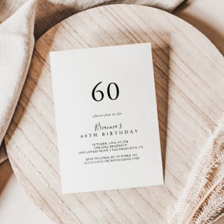 Einfache Minimalistische 60. Geburtstagsparty Einladung