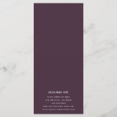 Einfache Minimalistische Abstrakt rosa Lila Preisl Menükarte (Rückseite)