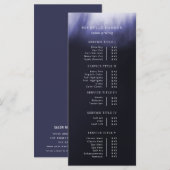 Einfache Minimalistische Abstrakte Blaue Lila Prei Menükarte (Vorne/Hinten)