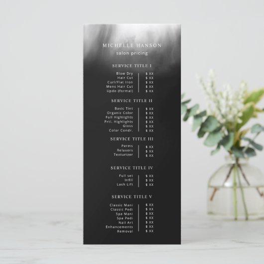 Einfache Minimalistische Abstrakte Schwarz-weiße P Menükarte (Stehend Vorderseite)