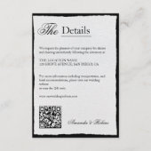 Einfache Minimalistische Angaben QR-Code in Schwar Begleitkarte (Vorderseite)